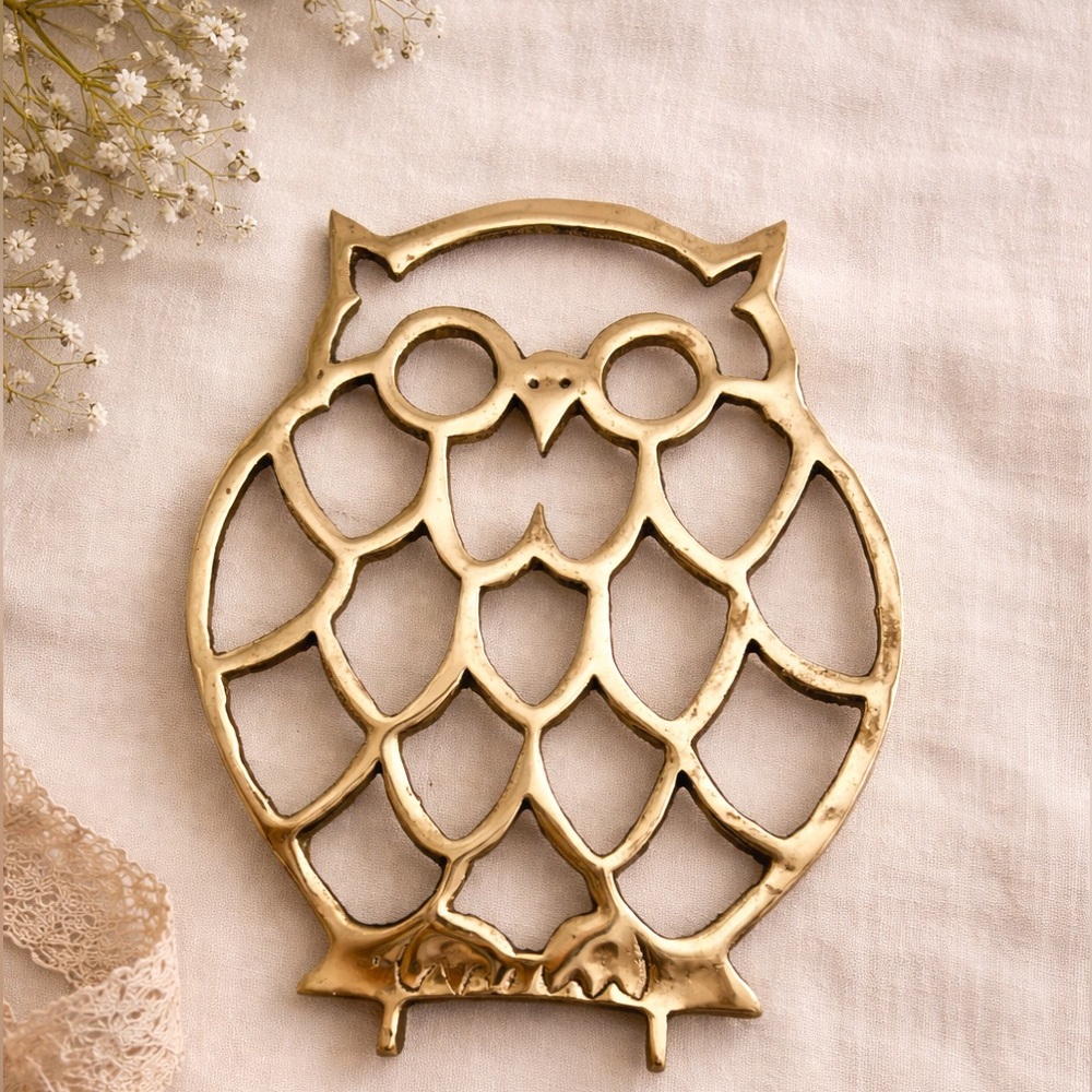Vintage, Owl Trivet, Brass